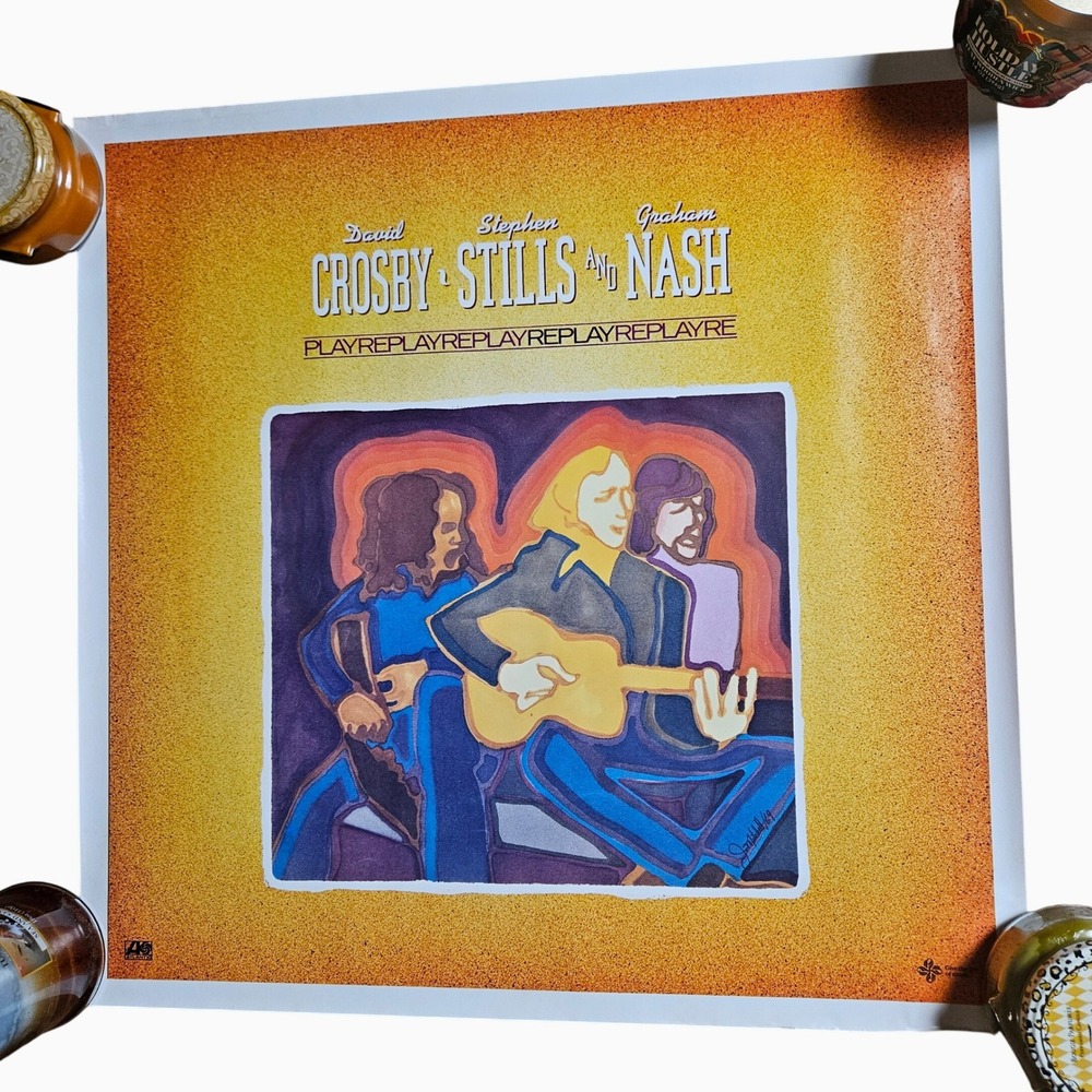 Crosby Stills & Nash Replay 24x24 Vintage 1980 Atlantic Records Promo Poster